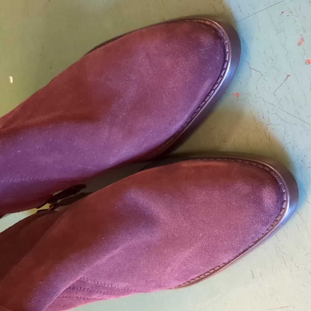 Sam Edelman Simona Boots Burgundy Suede Block Heel - Picture 6 of 13